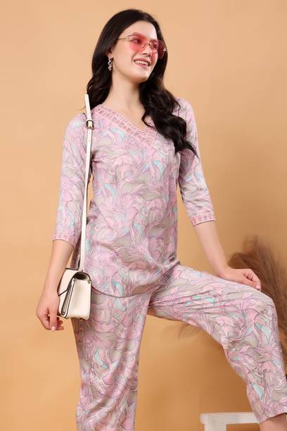 Women Cotton Blend Ethnic Top Palazzo Set