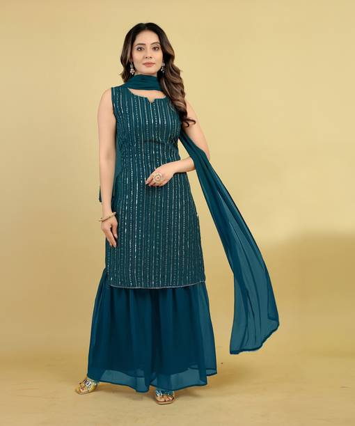 TILKI Women Kurti Sharara Dupatta Set