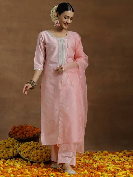 Women Silk Blend Kurta Dupatta Set