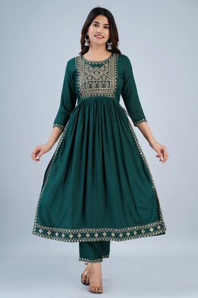 Women Viscose Rayon Kurta Pant Set