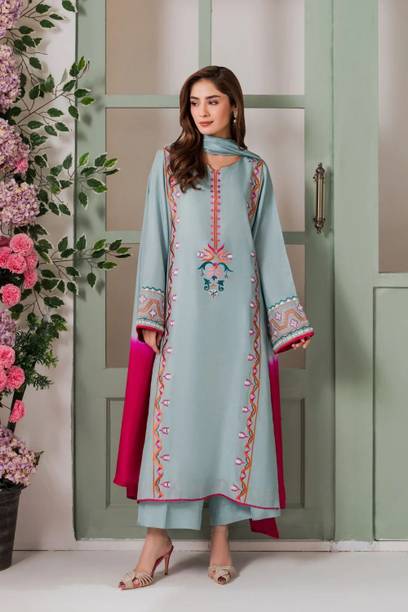 Women Chanderi Kurta Pyjama Dupatta Set