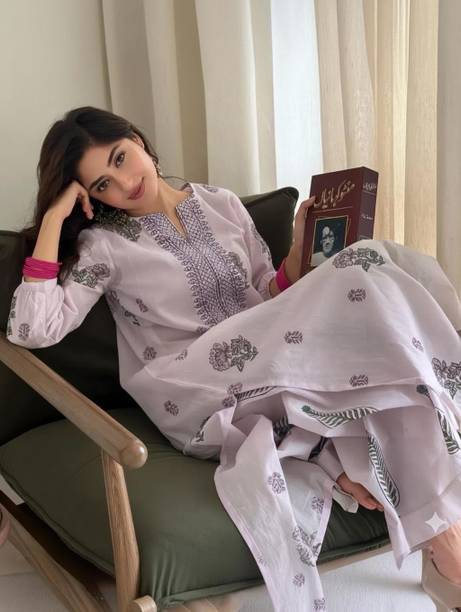 Women Viscose Rayon Kurti Pant Set