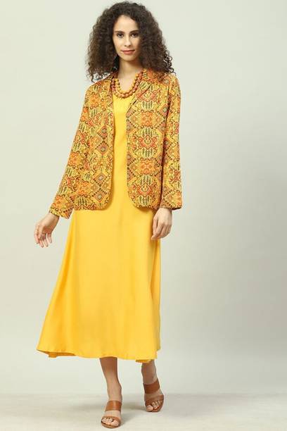 Women Viscose Rayon Kurta Ethnic Jacket Set