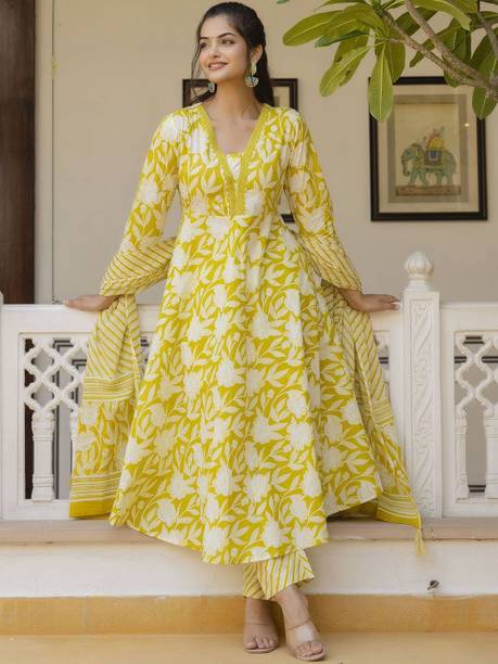 Women Pure Cotton Kurta Pyjama Dupatta Set