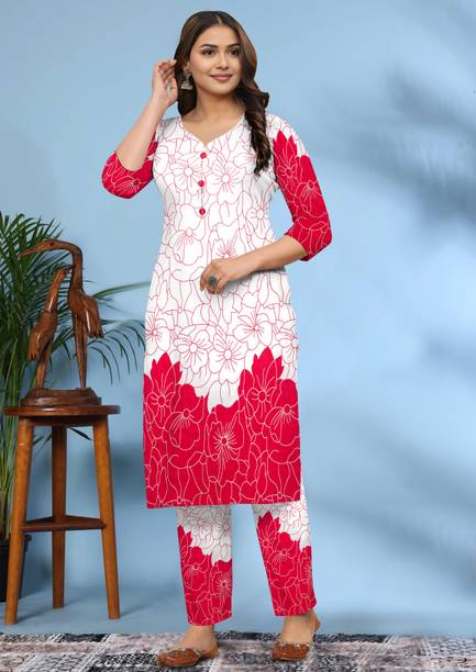 Women Khadi Cotton Kurti Pant Set