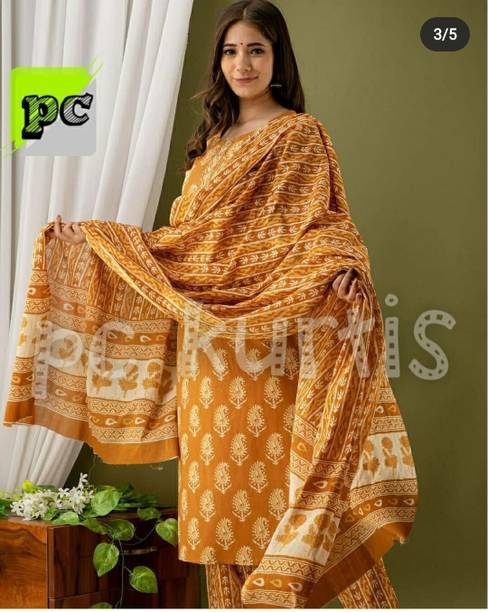 Women Cotton Blend Kurti Pant Set XXL