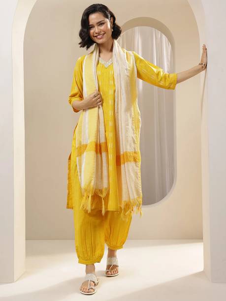 Women Cotton Blend Kurta Salwar Dupatta Set