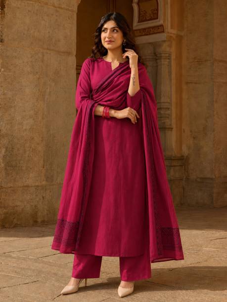 Women Polyester Kurti Pant Dupatta Set