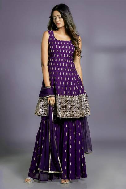 Xomantic FASHION Women Kurta Sharara Dupatta Set