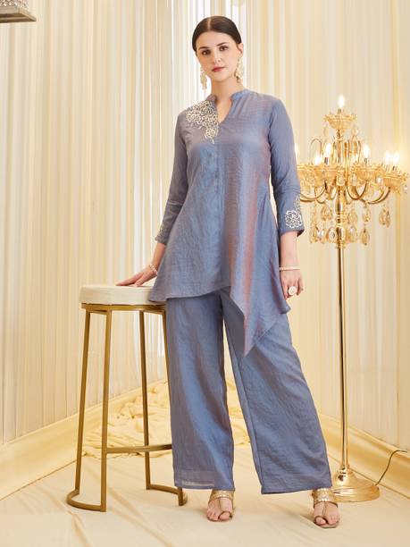 MOKOSH Women Pure Silk Kurta Palazzo Set
