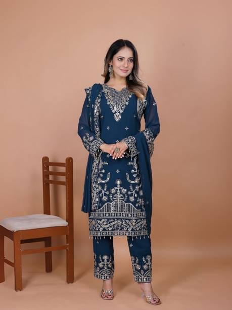 odette Women Kurta Pant Dupatta Set