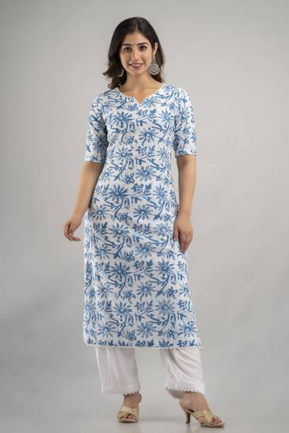 Women Cotton Blend Kurta Palazzo Set