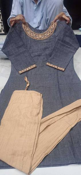 Women Khadi Cotton Kurta Pant Set