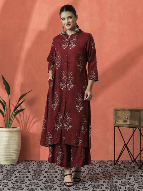 Women Viscose Rayon Kurta Palazzo Set