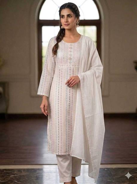 Arpiti chopra Striped Kurta, Palazzo & Dupatta Set