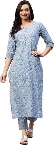 Women Cotton Blend Kurta Pant Set
