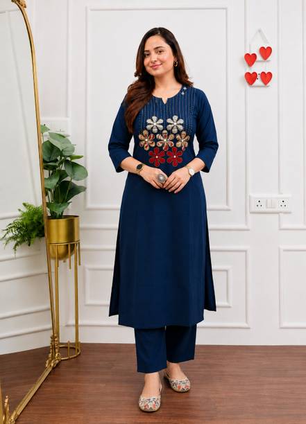 poshak Women Cotton Rayon Kurta Palazzo Set