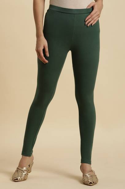 Women Skinny Fit Green Cotton Blend Trousers