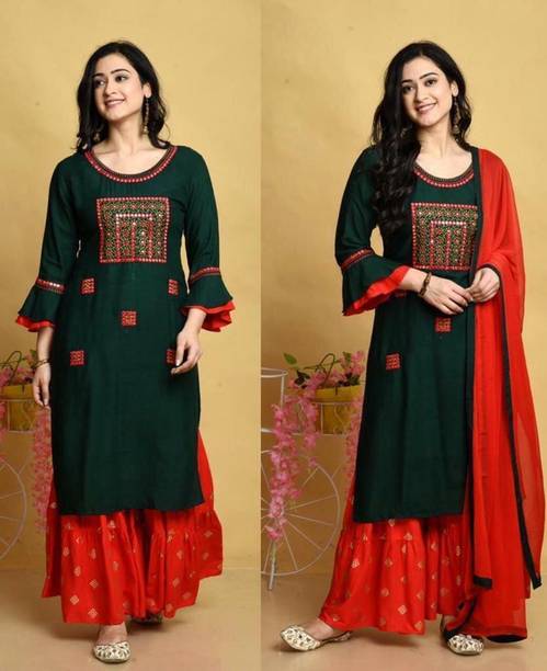 JIYAAN CREATION Women Kurta Sharara Set