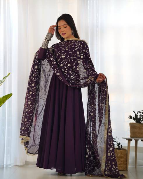 ANARKALI GOWN DUPPTA FULL SET WITH PENT READY TO WEAR Solid Anarkali Kurta, Bottom & Dupatta Set