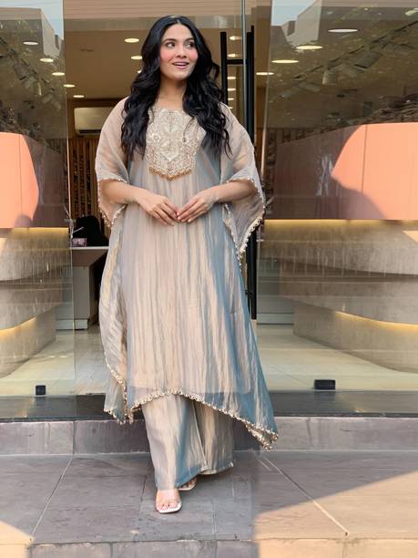 Women Pure Silk Kurti Palazzo Set