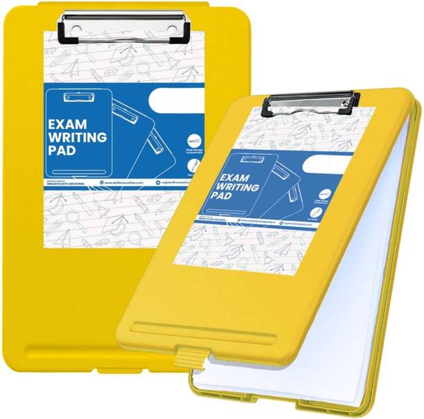 Qunex Plast Plastic Exam Writing Pad with Storage Case A4 Size Student Board Clipboard