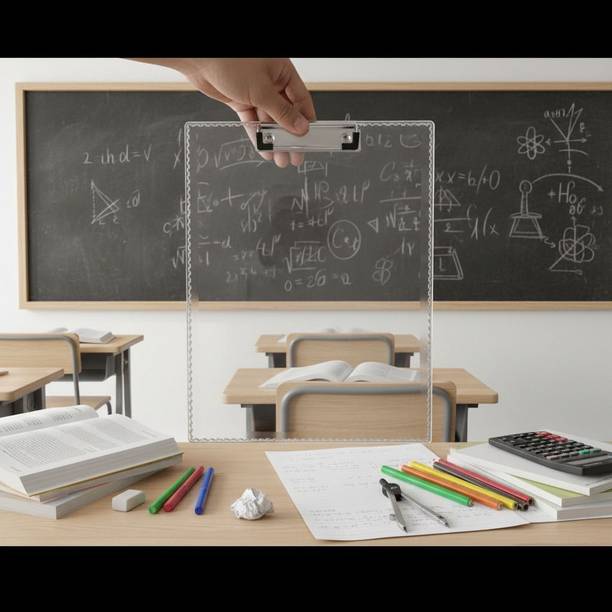 Vikas Transparent Unbreakable Exam Board for Writing, 9.5 x 14 Inch, Clipboard for Kid