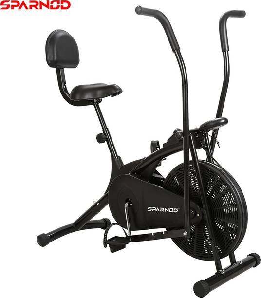 Sparnod Fitness SAB-05 Air Bike Exercise Cycle with back support and moving handles Dual-Action Stationary Exercise Bike