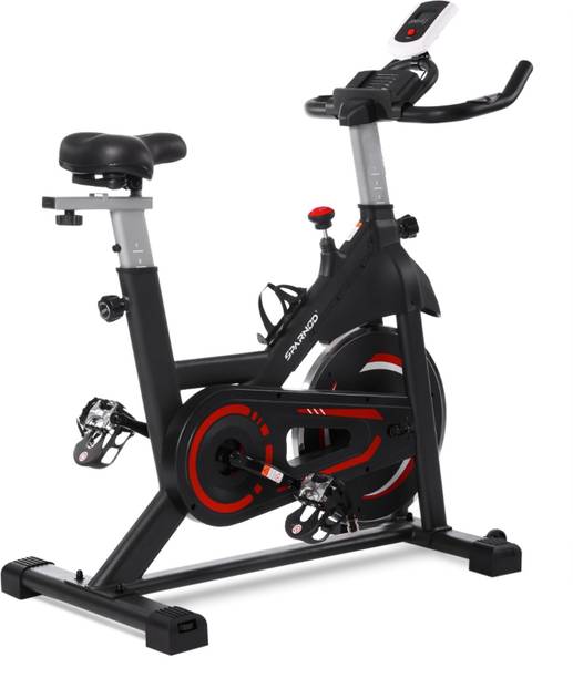 Sparnod Fitness SSB-11 Spin Bike with Heavy-Duty Flywheel, Pulse Sensor & 4-Way Adjustable Seat Upright Stationary Exercise Bike