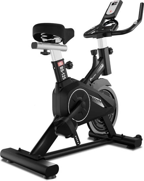 Powermax Fitness BS-125 gym cycle with 7Kg Flywheel | ipad holder | Knob braking, max user 130kg Upright Stationary Exercise Bike