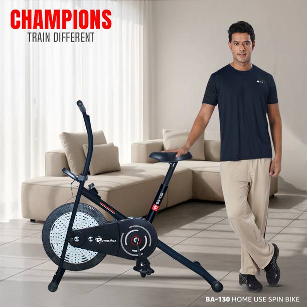 Powermax Fitness BA-130 1.5kg Flywheel with LCD Display & Seat Adjustment for Home Workout Indoor Cycles Exercise Bike