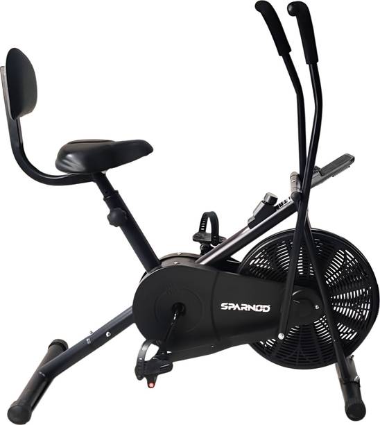 Sparnod Fitness SAB-05 Air Bike Exercise Cycle with back support and moving handles Dual-Action Stationary Exercise Bike