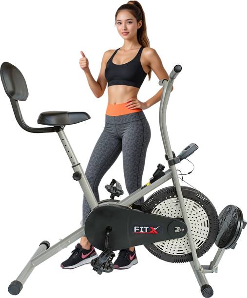FitX AB-1302 Airbike with Back Support, Twister & Adjustable Resistance for Home Gym Indoor Cycles Exercise Bike