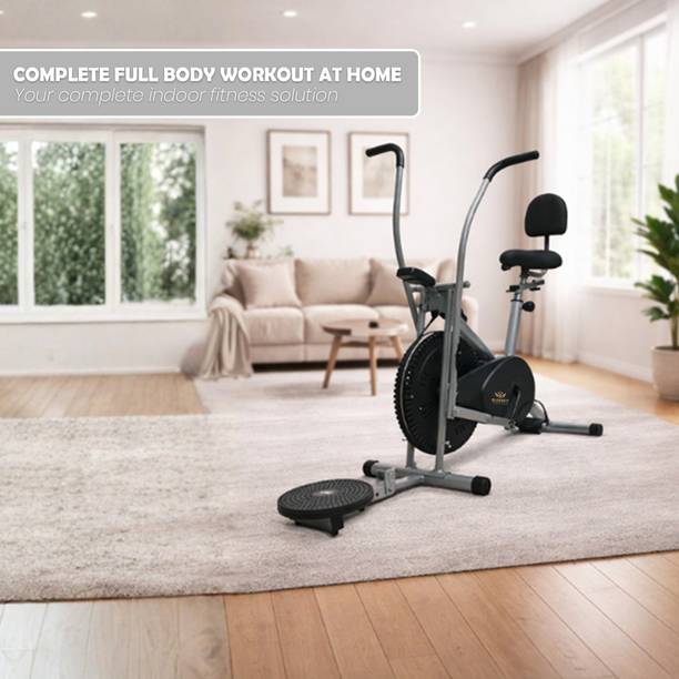 BLESSFIT Exercise Bike Dual Action Moving Handle Cardio Cycle with Backrest & Twister Dual-Action Stationary Exercise Bike