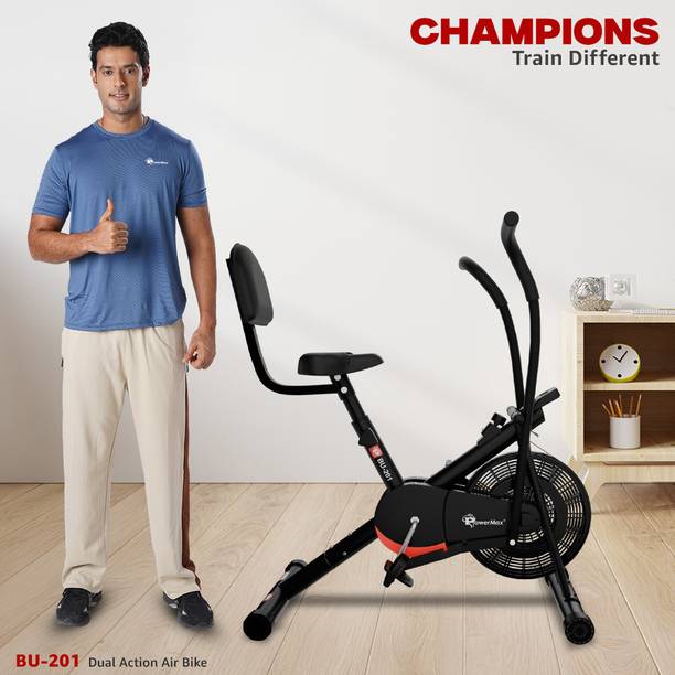 Powermax Fitness BU-201 with Moving Handlebars & LCD Display for Home Cardio Stationary Dual-Action Stationary Exercise Bike