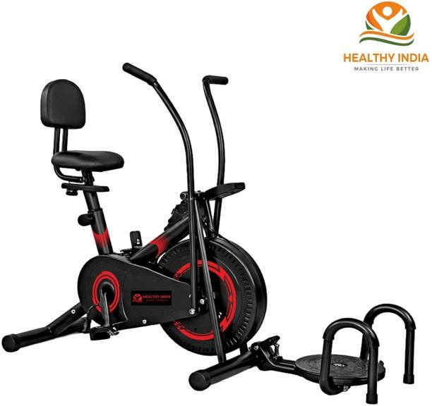 HEALTHYINDIA Premium Exercise Bike 8 Levels Resistance Moving Handle Twister Backrest PushUp Dual-Action Stationary Exercise Bike