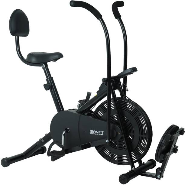 बियोनफिट | Air Bike Exercise Cycle For Home | With Twister & Back Support | Moving Handle डुअल-एक्शन स्टेशनरी एक्सरसाइज बाइक