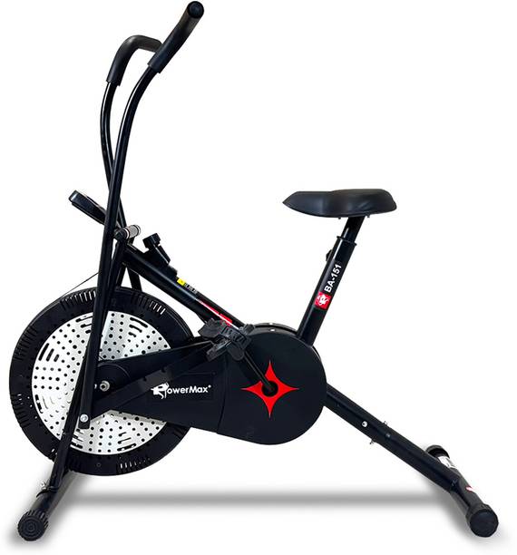 पावरमैक्स फिटनेस BA-151 Air Bike with 1.5kg fly wheel, Moving Handles, Max user 120kg Home Gym डुअल-एक्शन स्टेशनरी एक्सरसाइज बाइक