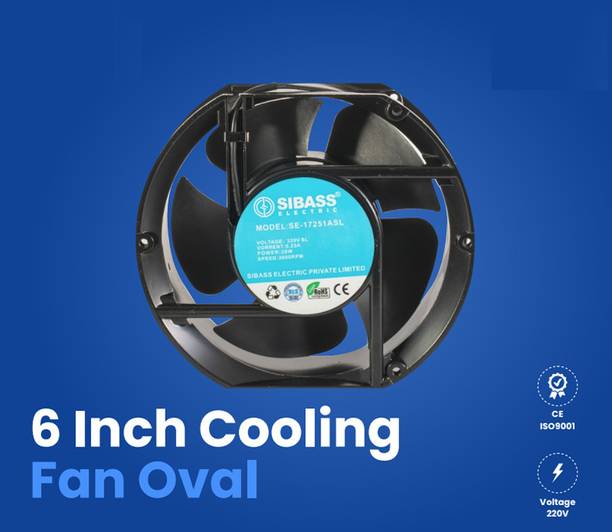 GoodsBazaar 6" Square Round 230v AC 172x172x51 mm 6 Inch Square & Round Shape Industrial Panel Fan Air Cooler Axial Cooling Fan Aluminum Round and Square Tally Metal Body Axial Fan AC Cooling Fan Panel Fan 6” Air Blower Cooling Fan All in one Cooler
