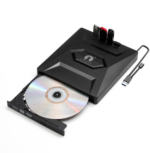 Cezo External DVD Writer For CD DVD +/-RW Drive With SD Card Reader USB 3.0+Type-C I External DVD Writer