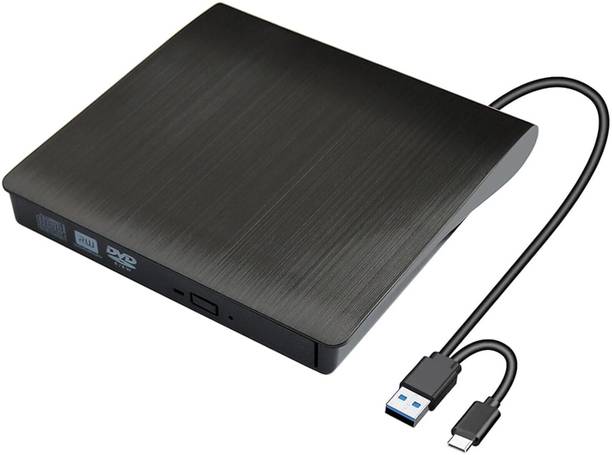 VOOCME External DVD Drive USB 3.0 & Type-C CD Burner, Slim Portable Optical Drive External DVD Writer
