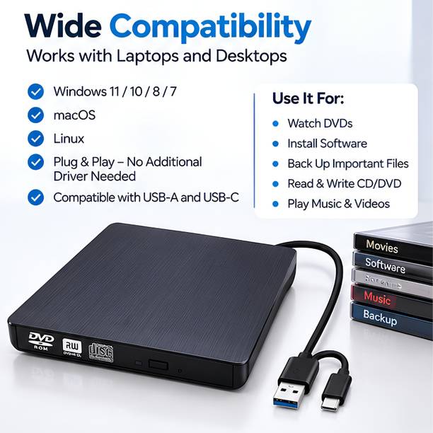 NAPRIO DVD RW 3.0 External DVD Writer
