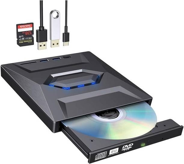 RuhZa Drive with USB SD/TF Ports for Laptop/PC/Notebook etc. External DVD Writer