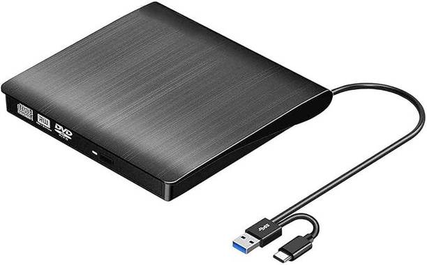 VOOCME 2IN1 External DVD Drive USB 3.0 Type-C Portable Drive Slim DVD External DVD Writer