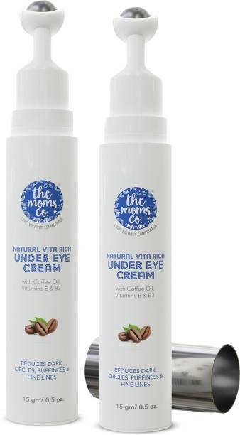 The Moms Co. Natural Vita Rich Under Eye Cream with Roller to Reduce Dark Circles Puffiness