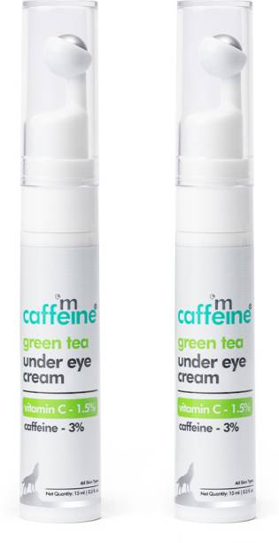 mCaffeine Green Tea Under Eye Cream for Dark Circles Puffy Eyes Wrinkles Removal|Pack of 2
