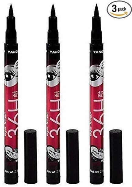 DUSSEN 36H Black Waterproof Matte Eyeliner Make Up Beauty (Pack of 3) 40 g