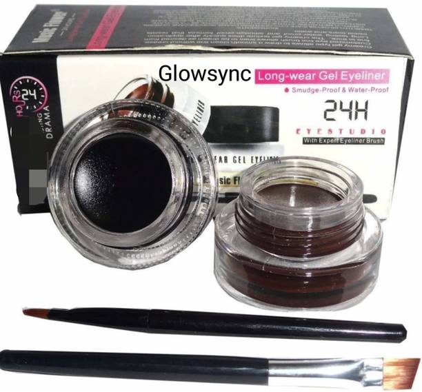 Glowsync Black and Brown Gel Eyeliner With brush (Brown, Black) 6 g