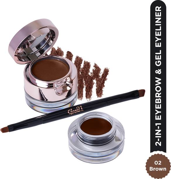 Glam21 Cosmetics 2-in-1 Eyebrow & Gel Eyeliner-24 Hours Stay Quick Dry, Smudge & Waterproof-Brown 4 g