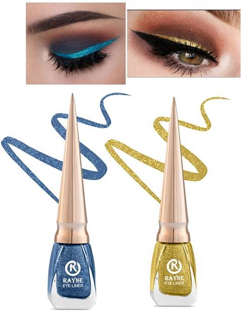 rayne Waterproof Liquid Gel Glitter Metallic Eyeliner Set of 2, 10 ml